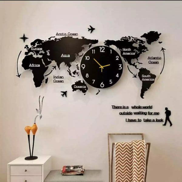 World Map Wooden DIY Wall Clock - Large