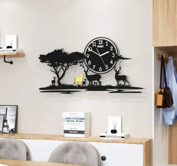 3D Jungle Wooden Wall Clock – Laser-Cut Nature-Themed Quartz Clock for Home, Office & Gifts