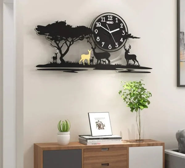 3D Jungle Wooden Wall Clock – Laser-Cut Nature-Themed Quartz Clock for Home, Office & Gifts