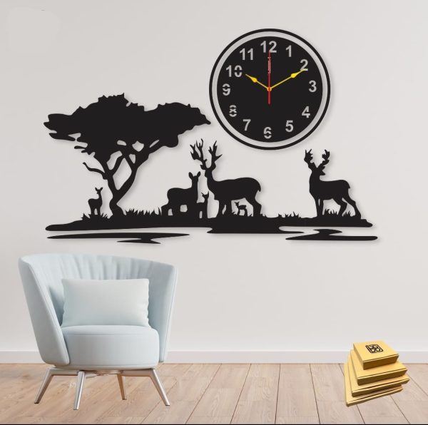 3D Jungle Wooden Wall Clock – Laser-Cut Nature-Themed Quartz Clock for Home, Office & Gifts