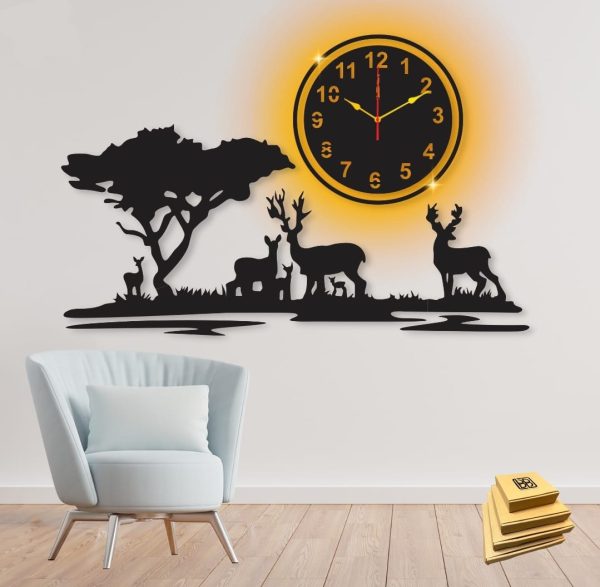3D Jungle Wooden Wall Clock – Laser-Cut Nature-Themed Quartz Clock for Home, Office & Gifts