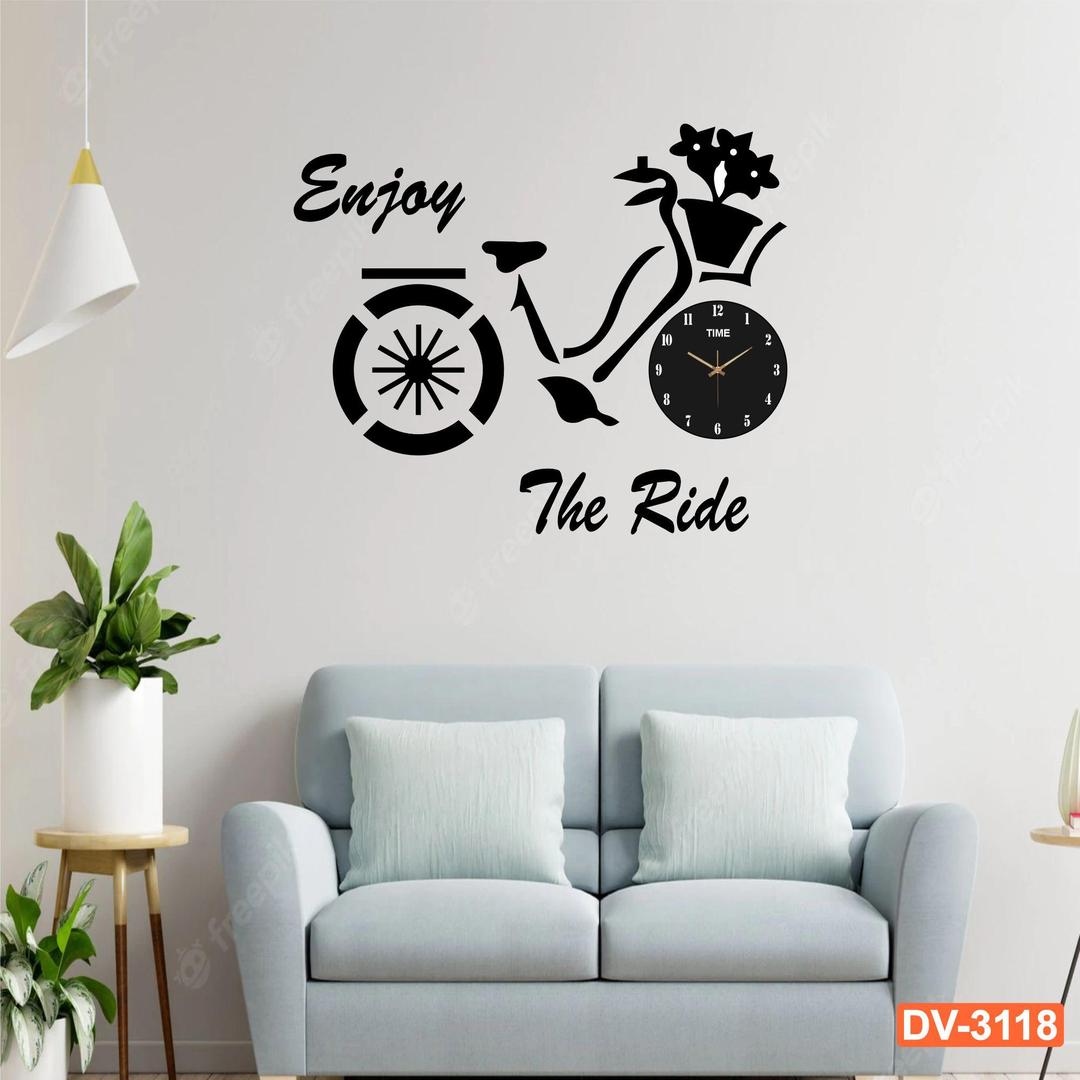 Enjoy The Ride Bicycle Style Wooden Clock With Light