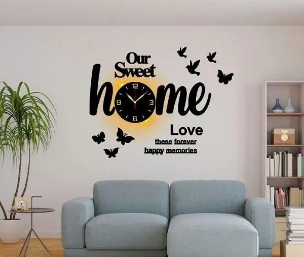 3D Wooden Wall Clock with Light - DIY Home Style Decor