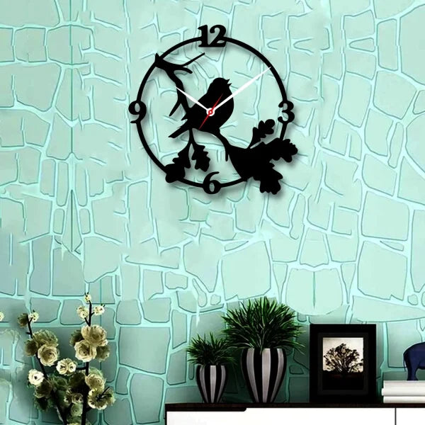 Sparrow Decorative 3d Wooden Wall Clock For Living Room Bedroom