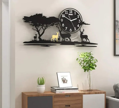 3D Jungle Wooden Wall Clock – Laser-Cut Nature-Themed Quartz Clock for Home, Office & Gifts