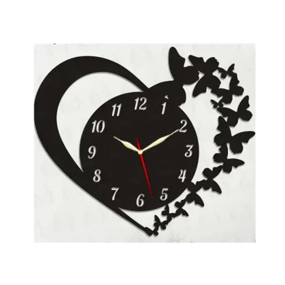 Heart Shaped 3d Wall Clock With Light Wooden Wall Clock