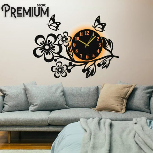 3d Wooden Flower Wall Clock