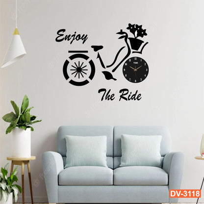 Enjoy The Ride Bicycle Style Wooden Clock With Light