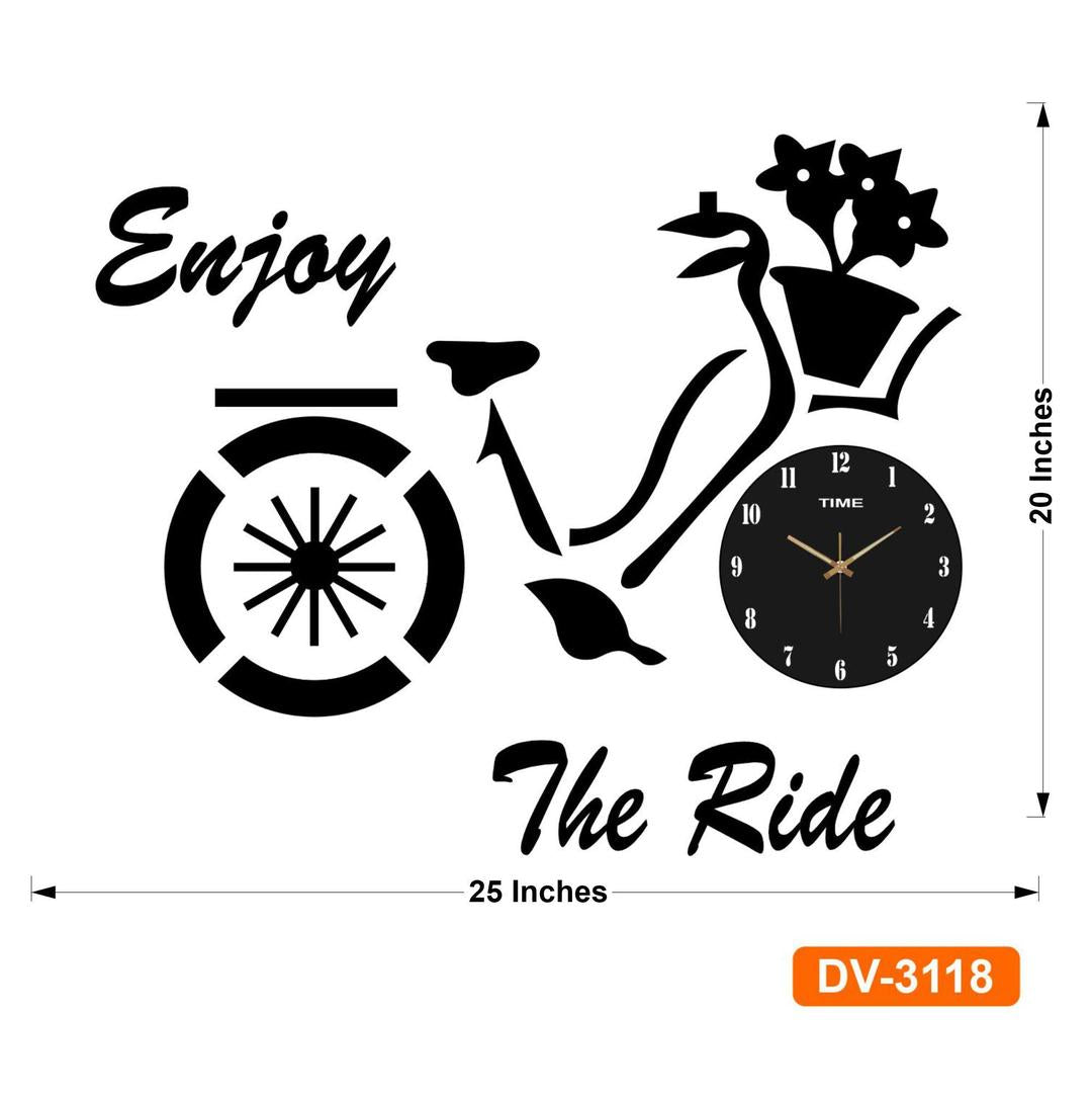 Enjoy The Ride Bicycle Style Wooden Clock With Light