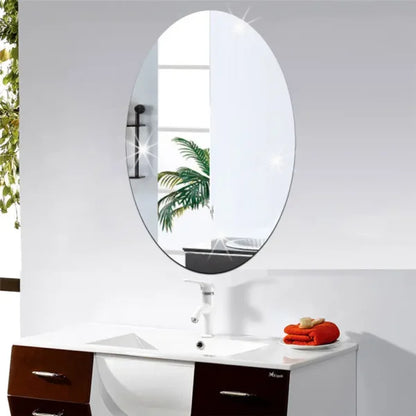 Oval Acrylic Mirror Wall Sticker | Oval Bathroom House Mirror Acrylic Wall Stickers Pack of 2